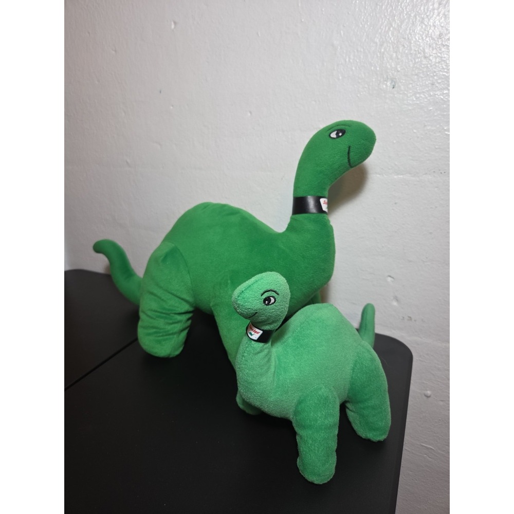 2 Sinclair Oil Gas Green Dinosaurs Stuffed Animal Plush Promo 24" And 15" Length